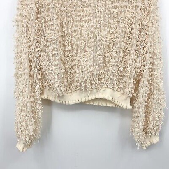 ZARA Crop Top Cream White Long Sleeve Textured Knit - Picture 4 of 6